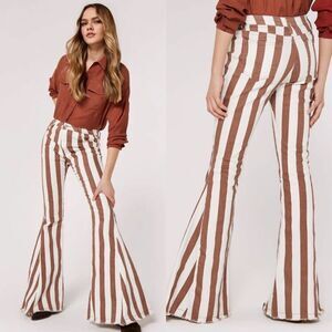 Blank Paige boutique brown stripe flare jeans boho women’s size 10‎ western
